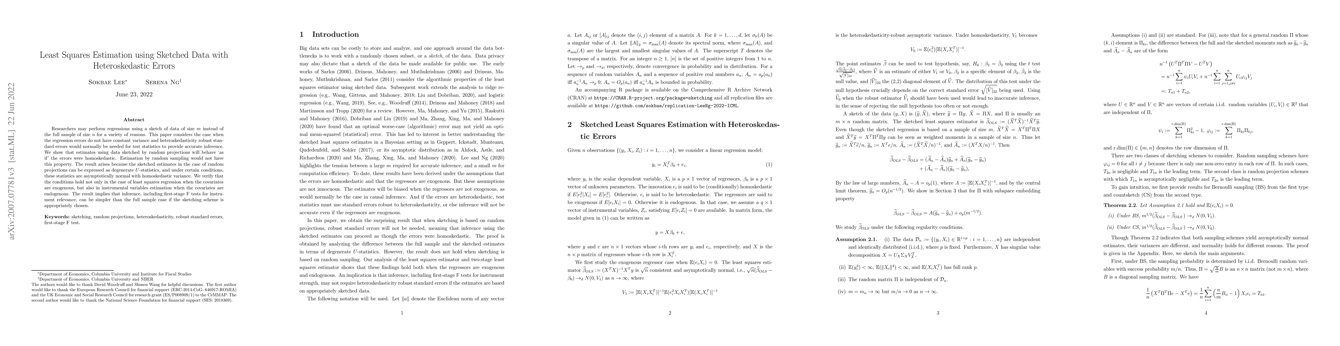 Thumbnail for Least Squares Estimation Using Sketched Data with Heteroskedastic Errors