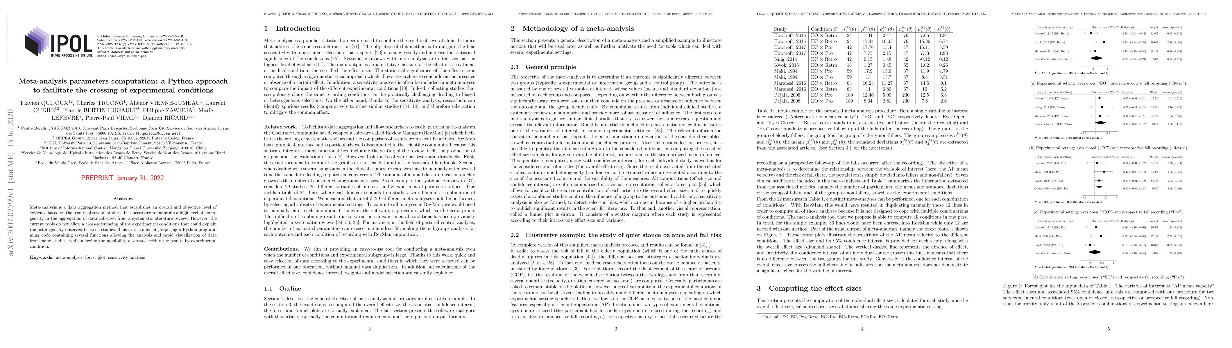 Thumbnail for Meta-analysis parameters computation: a Python approach to facilitate
  the crossing of experimental conditions