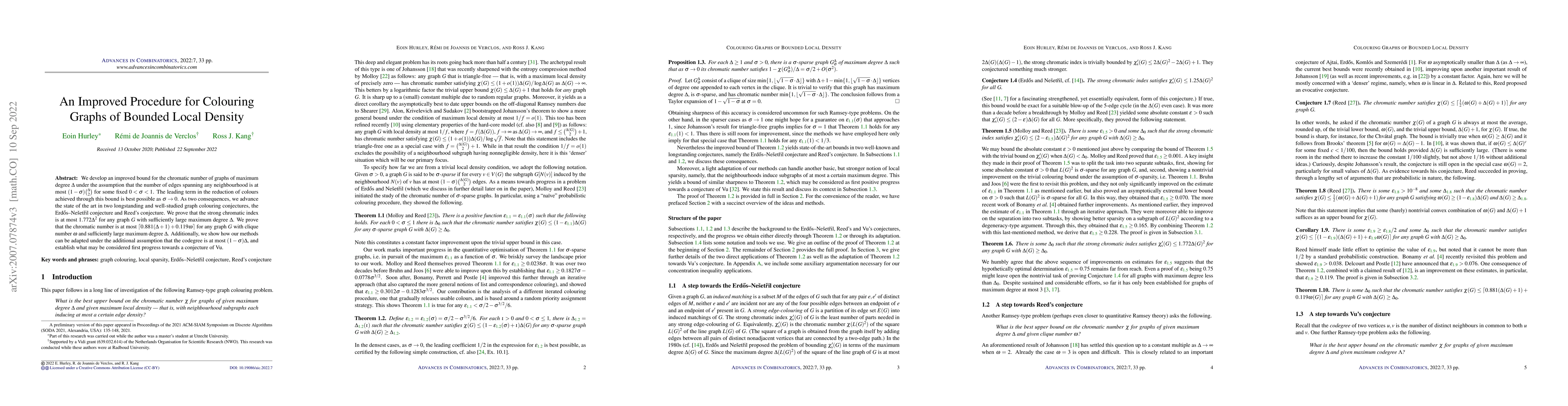 Thumbnail for An improved procedure for colouring graphs of bounded local density