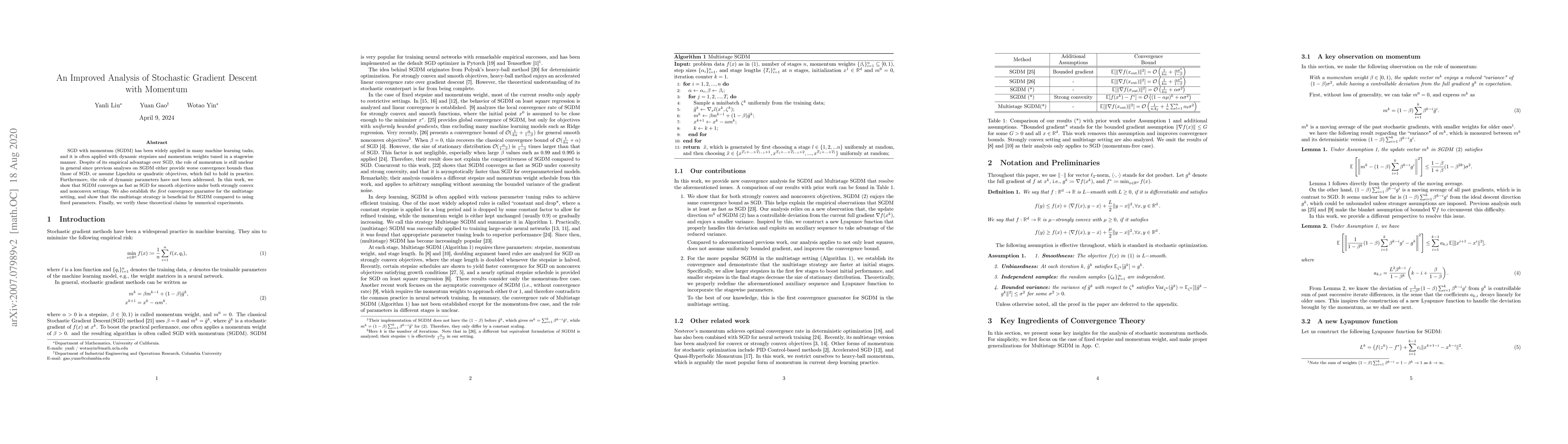 Thumbnail for An Improved Analysis of Stochastic Gradient Descent with Momentum