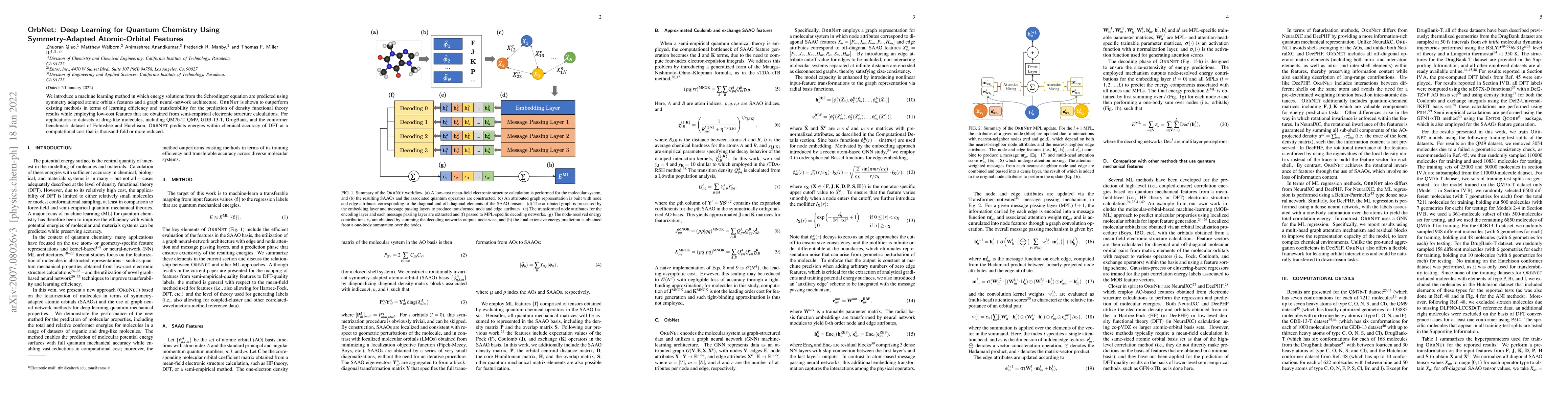 Thumbnail for OrbNet: Deep Learning for Quantum Chemistry Using Symmetry-Adapted
  Atomic-Orbital Features