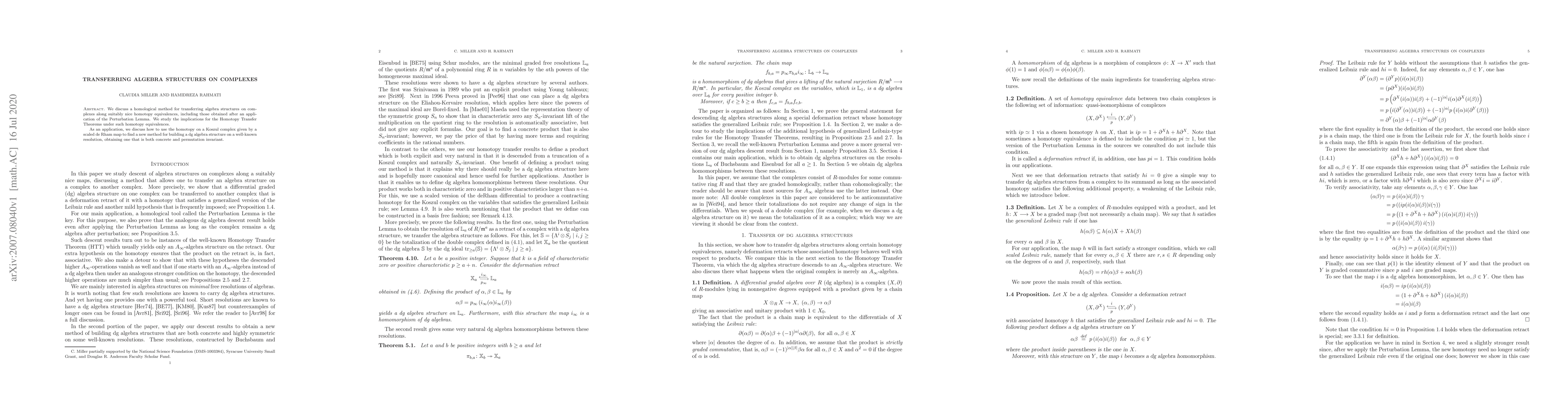 Thumbnail for Transferring algebra structures on complexes