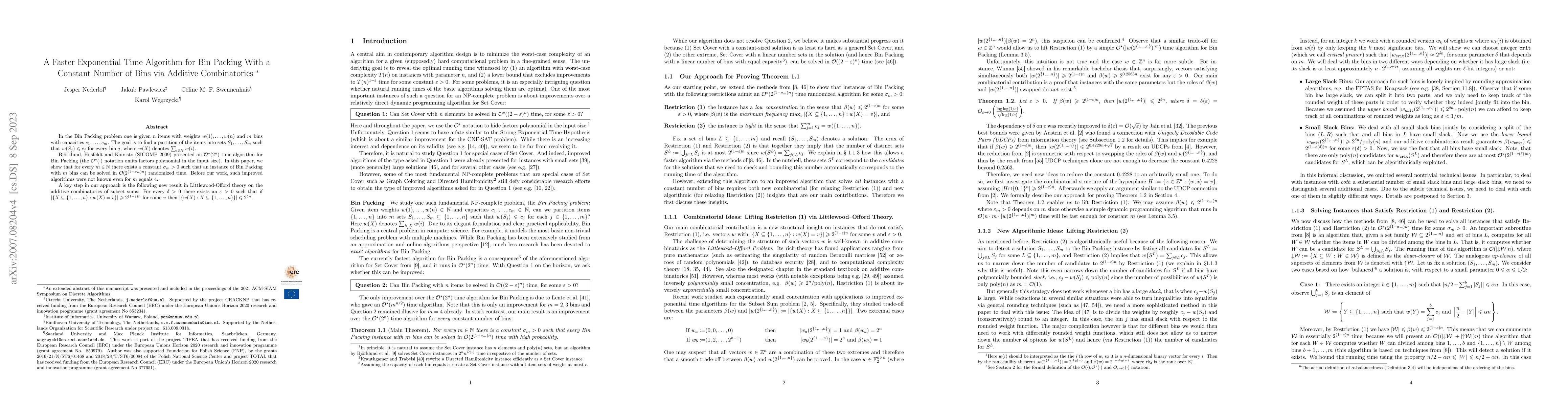 Thumbnail for A Faster Exponential Time Algorithm for Bin Packing With a Constant
  Number of Bins via Additive Combinatorics