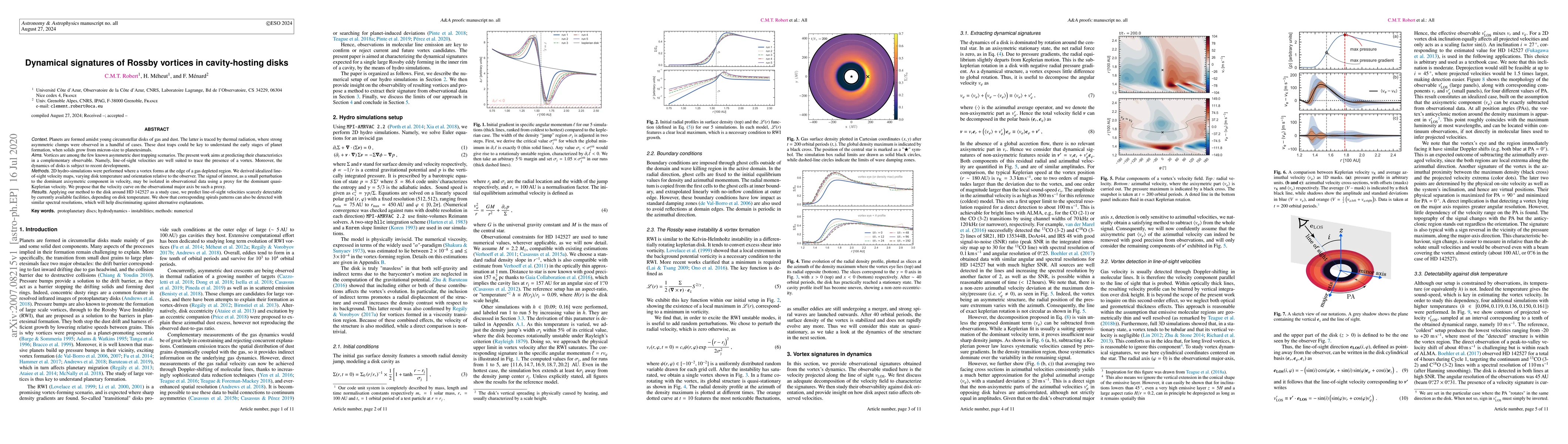 Thumbnail for Dynamical signatures of Rossby vortices in cavity-hosting disks
