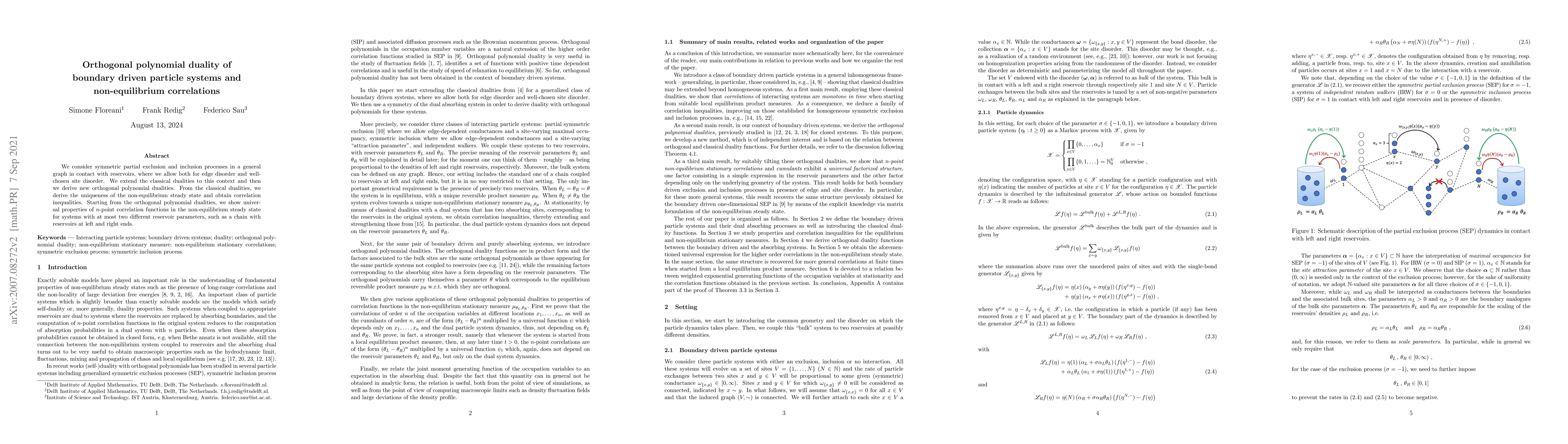 Thumbnail for Orthogonal polynomial duality of boundary driven particle systems and
  non-equilibrium correlations