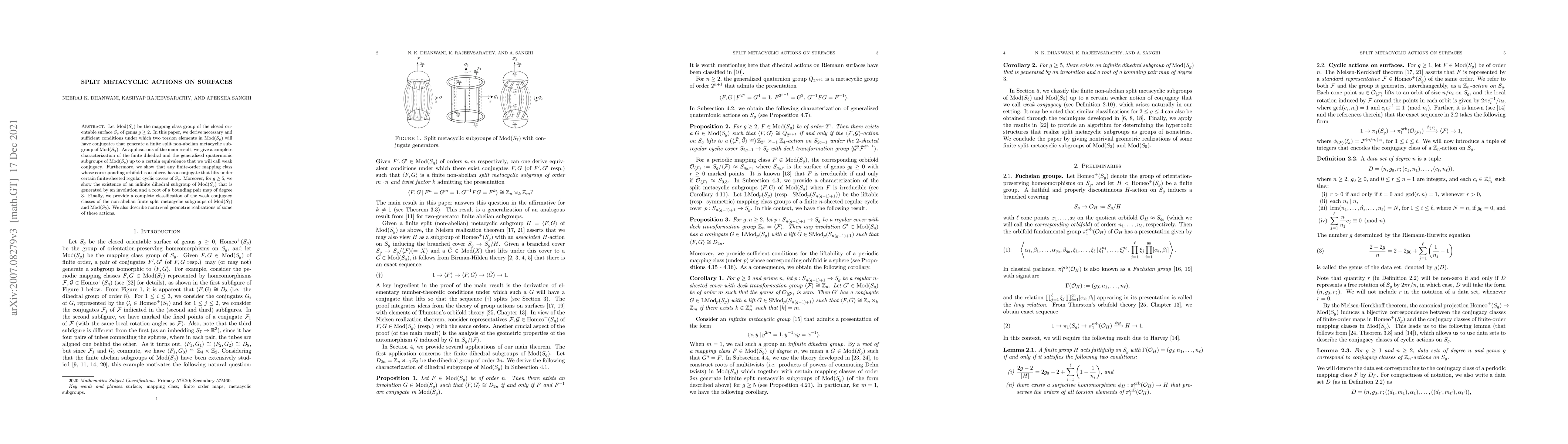 Thumbnail for Split metacyclic actions on surfaces