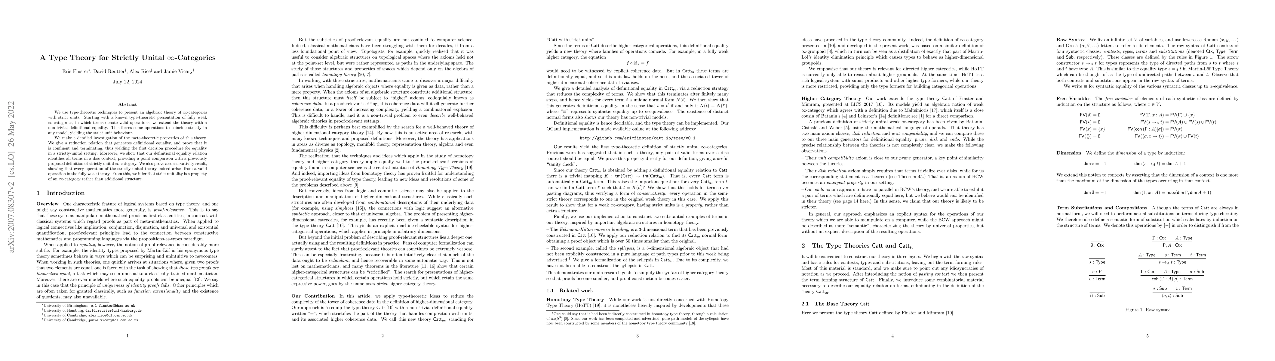 Thumbnail for A Type Theory for Strictly Unital $\infty$-Categories