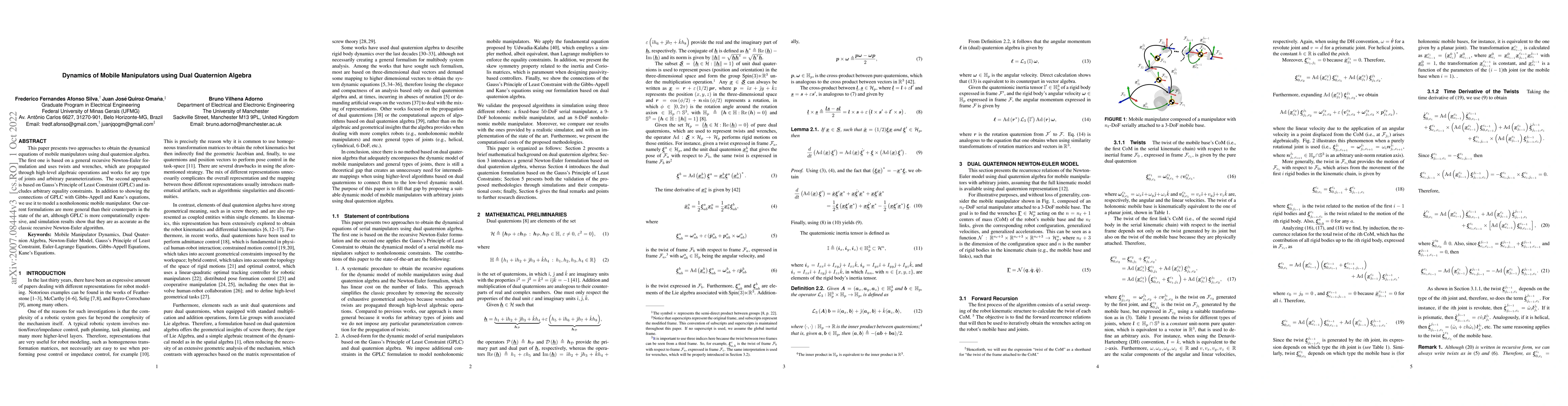 Thumbnail for Dynamics of Mobile Manipulators using Dual Quaternion Algebra
