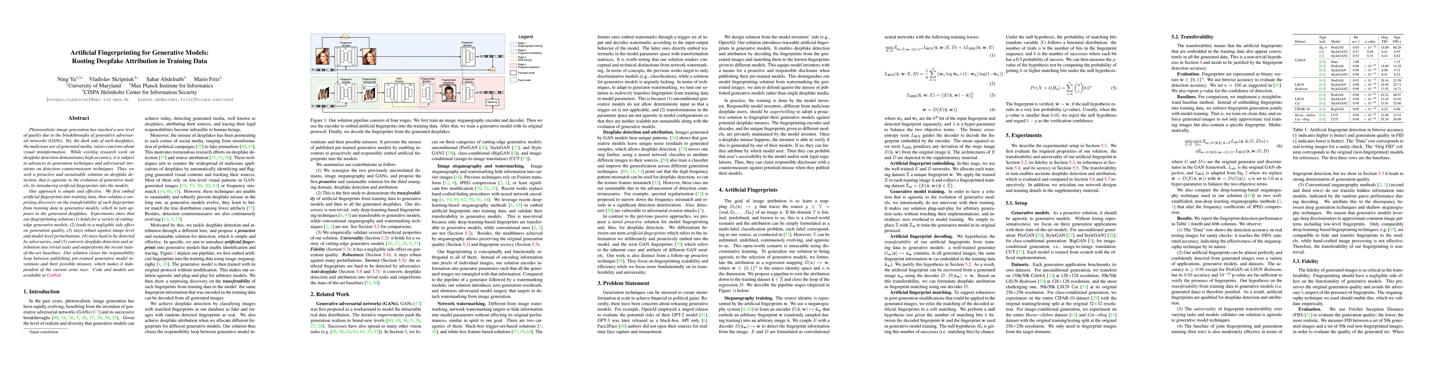 Thumbnail for Artificial Fingerprinting for Generative Models: Rooting Deepfake
  Attribution in Training Data
