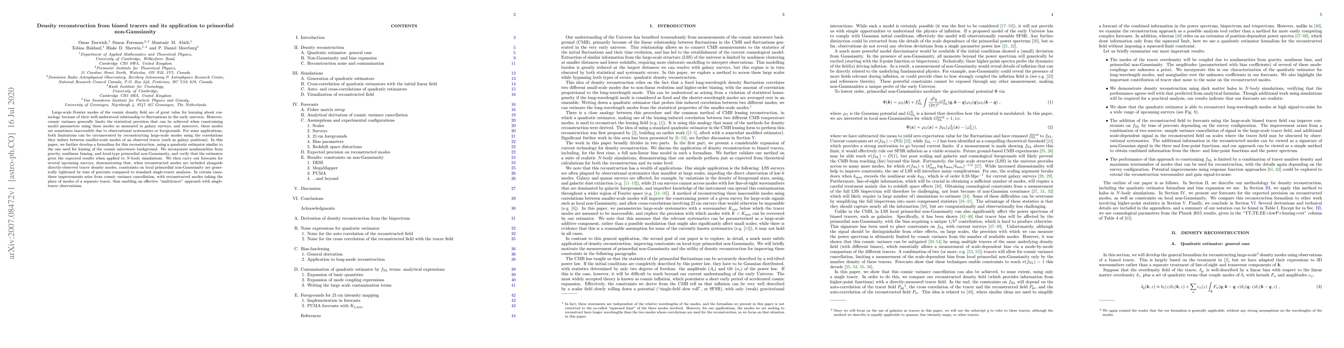 Thumbnail for Density reconstruction from biased tracers and its application to
  primordial non-Gaussianity