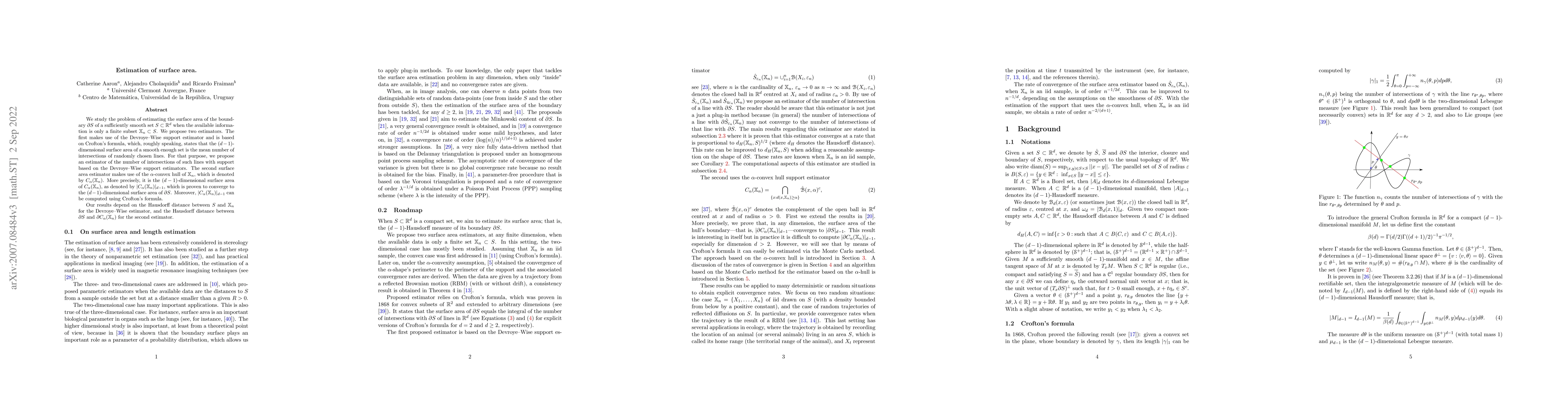 Thumbnail for Estimation of surface area