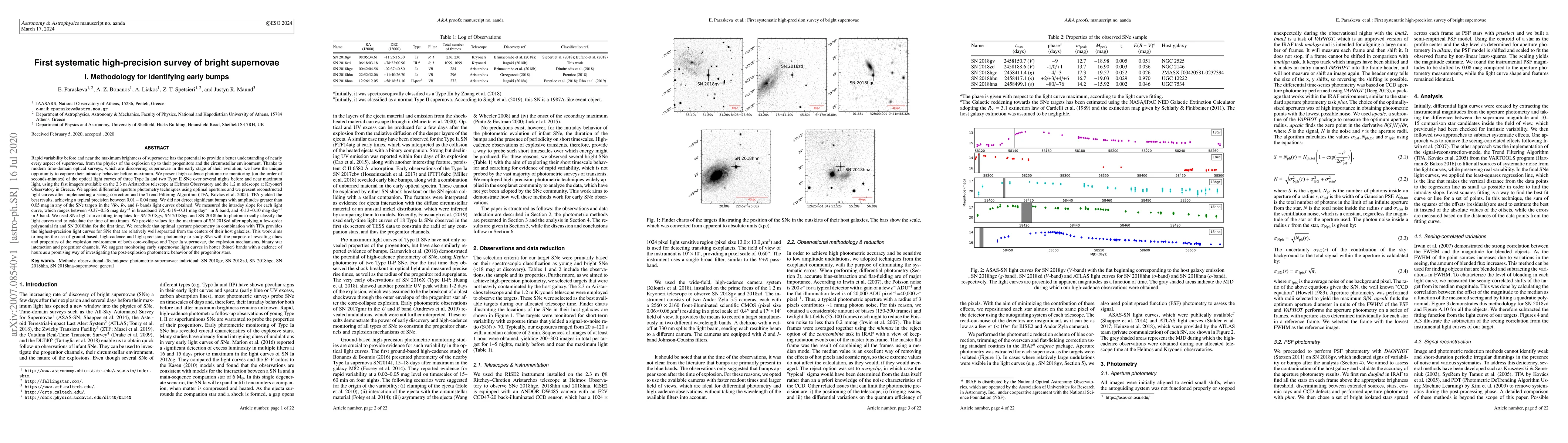 Thumbnail for First systematic high-precision survey of bright supernovae I.
  Methodology for identifying early bumps