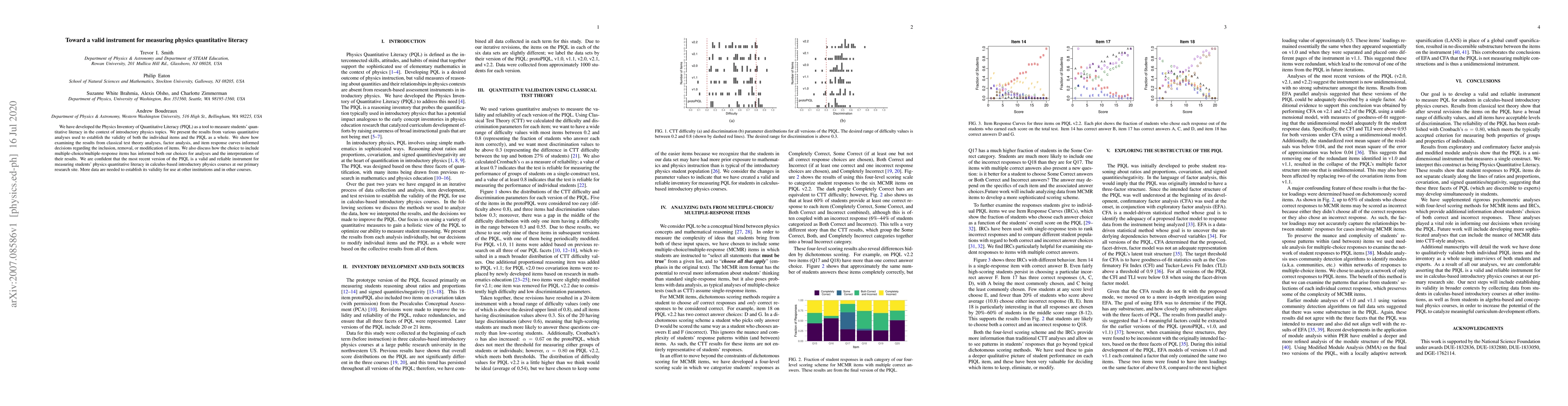 Thumbnail for Toward a valid instrument for measuring physics quantitative literacy
