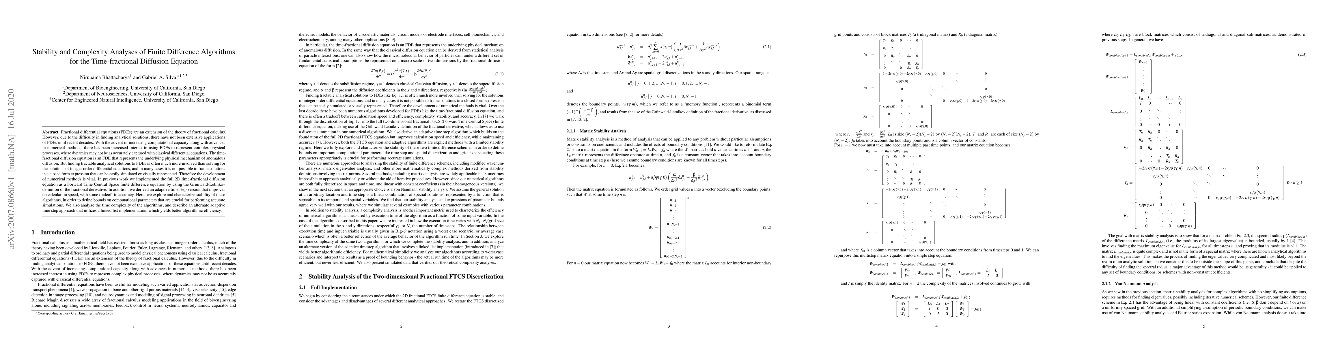 Thumbnail for Stability and Complexity Analyses of Finite Difference Algorithms for
  the Time-Fractional Diffusion Equation