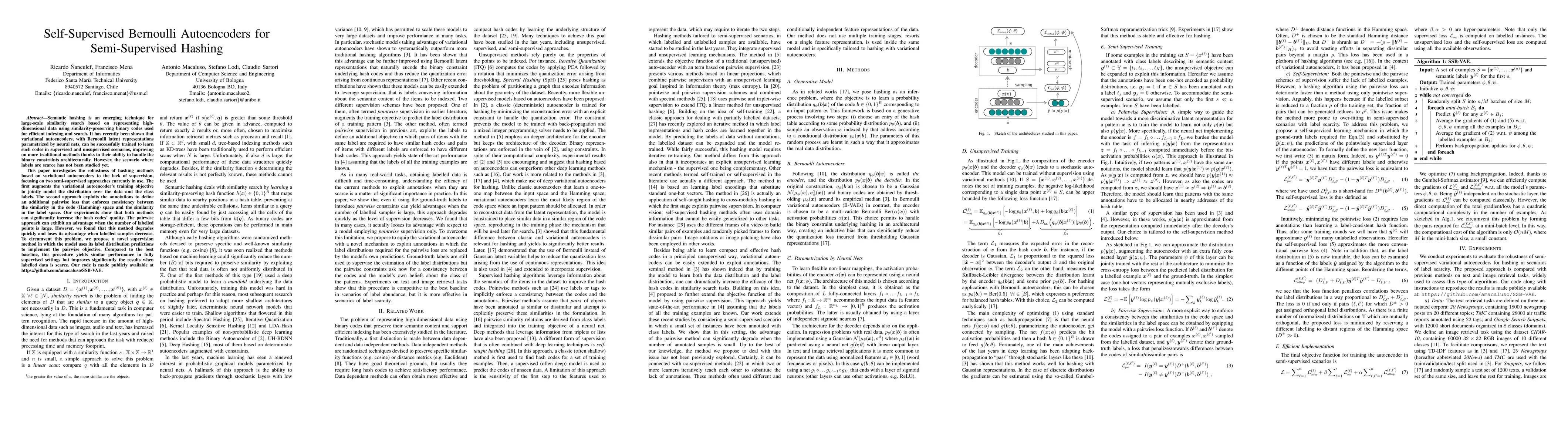 Thumbnail for Self-Supervised Bernoulli Autoencoders for Semi-Supervised Hashing