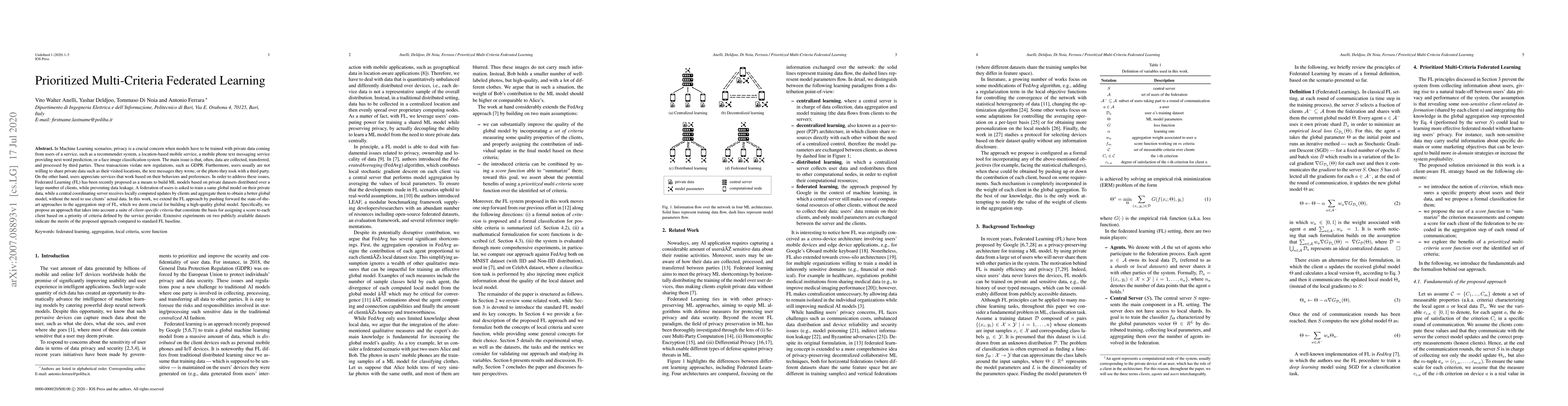 Thumbnail for Prioritized Multi-Criteria Federated Learning