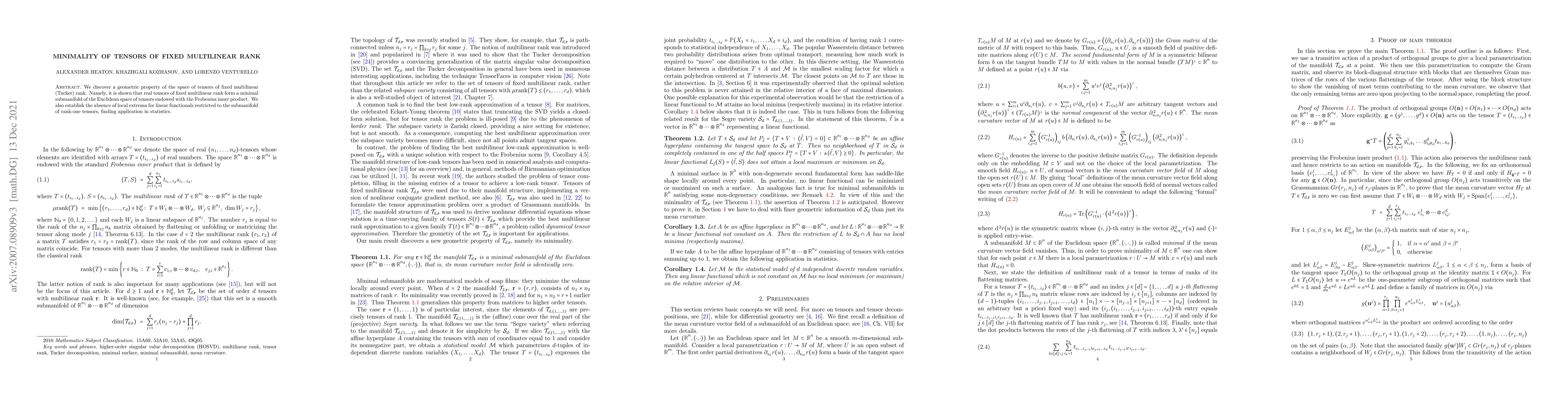 Thumbnail for Minimality of tensors of fixed multilinear rank