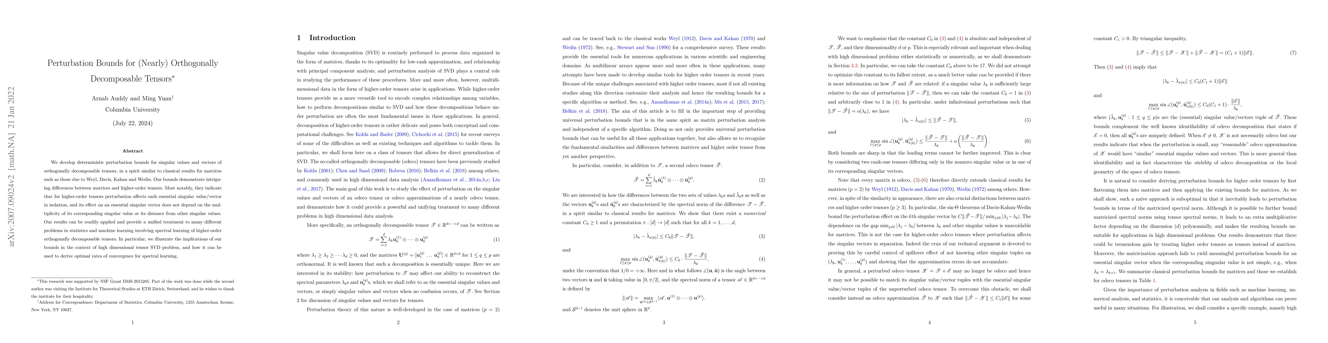Thumbnail for Perturbation Bounds for (Nearly) Orthogonally Decomposable Tensors