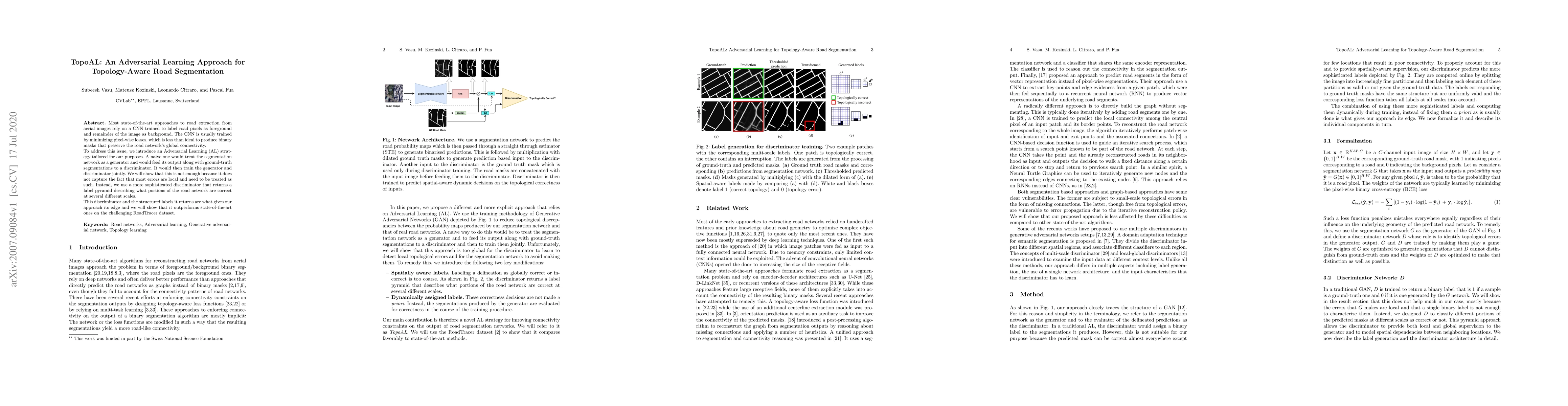 Thumbnail for TopoAL: An Adversarial Learning Approach for Topology-Aware Road
  Segmentation