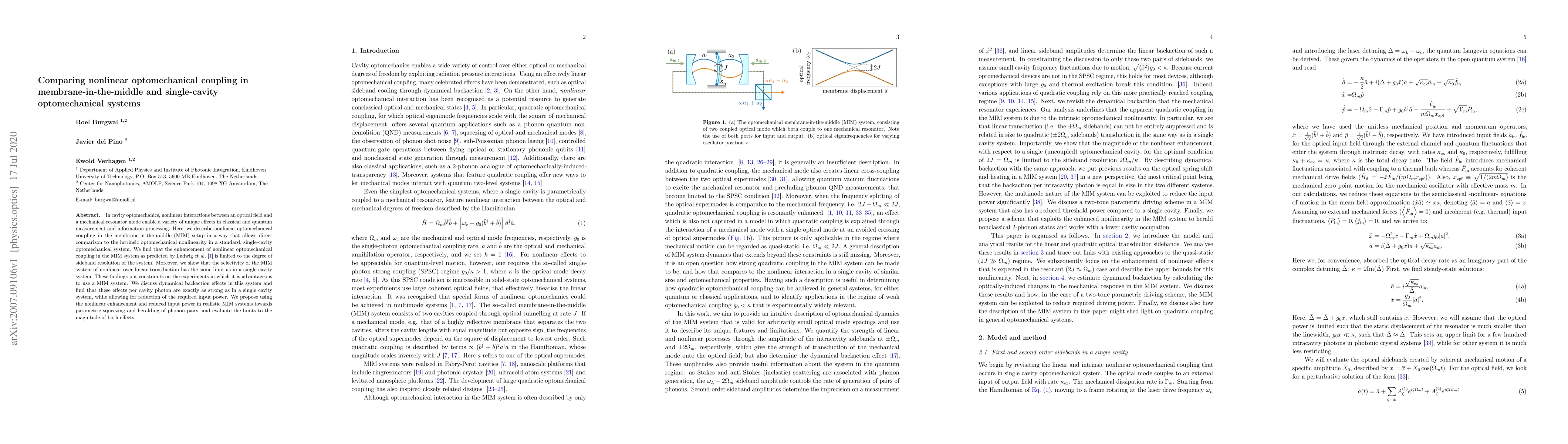 Thumbnail for Comparing nonlinear optomechanical coupling in membrane-in-the-middle
  and single-cavity optomechanical systems