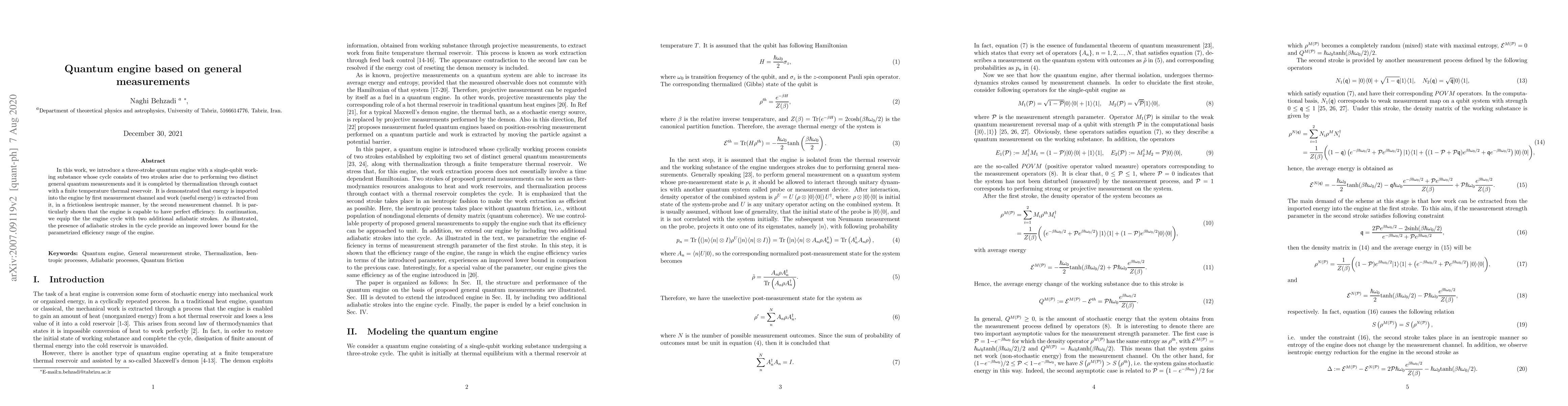 Thumbnail for Quantum engine based on general measurements