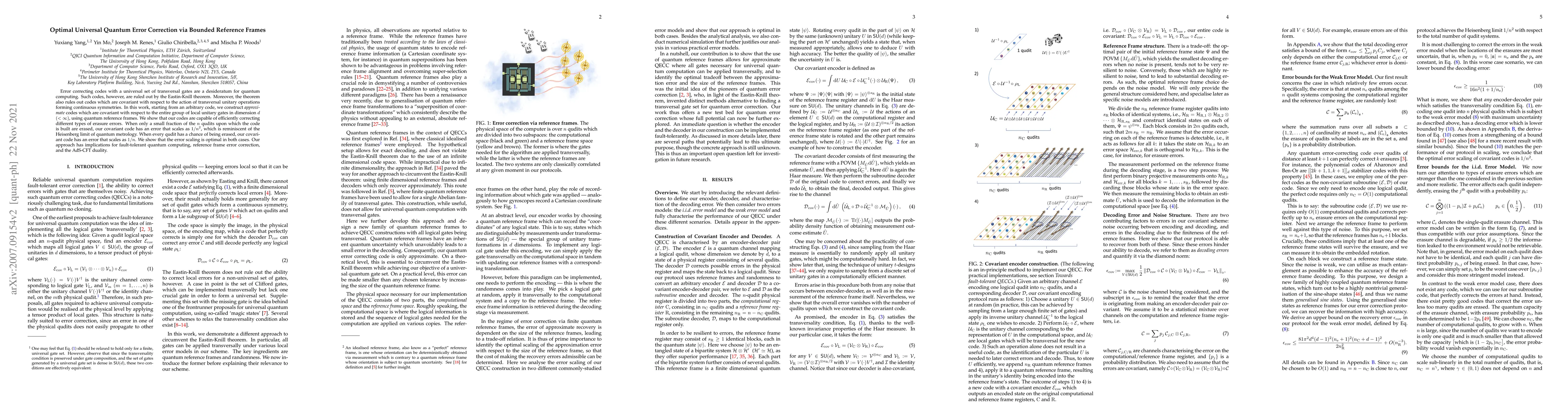 Thumbnail for Optimal Universal Quantum Error Correction via Bounded Reference Frames