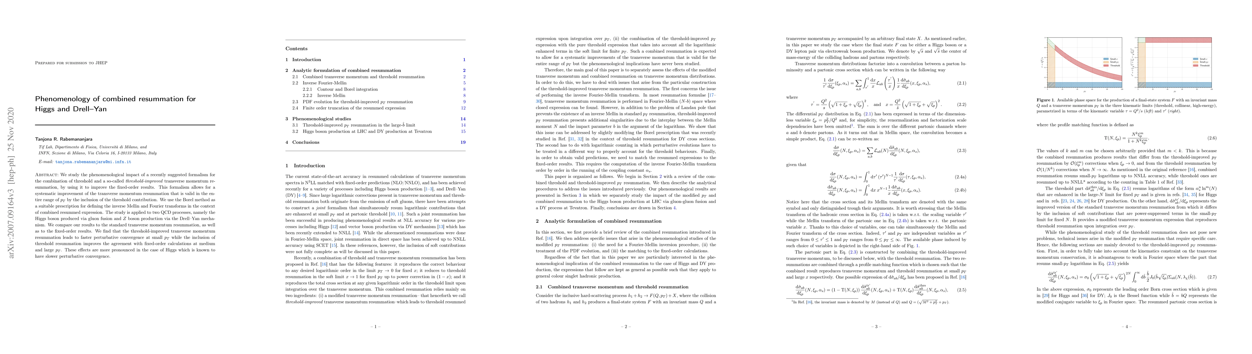 Thumbnail for Phenomenology of combined resummation for Higgs and Drell--Yan