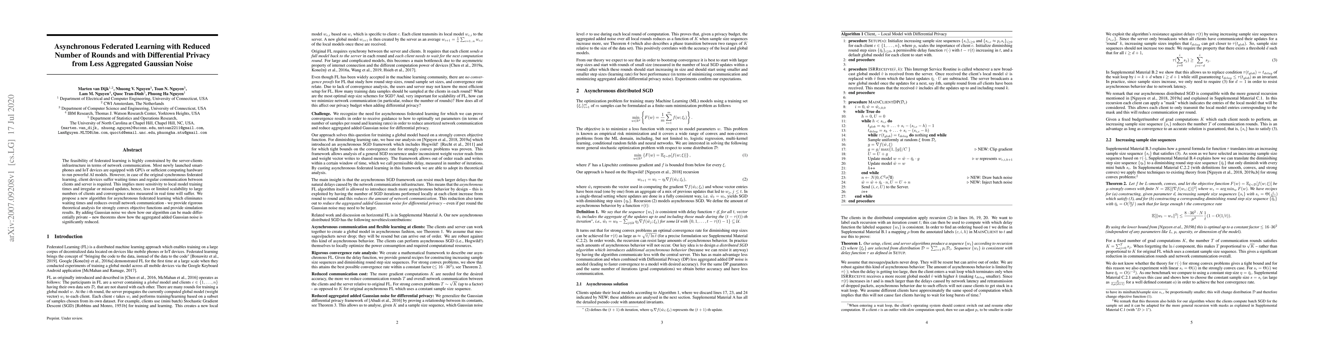 Thumbnail for Asynchronous Federated Learning with Reduced Number of Rounds and with
  Differential Privacy from Less Aggregated Gaussian Noise