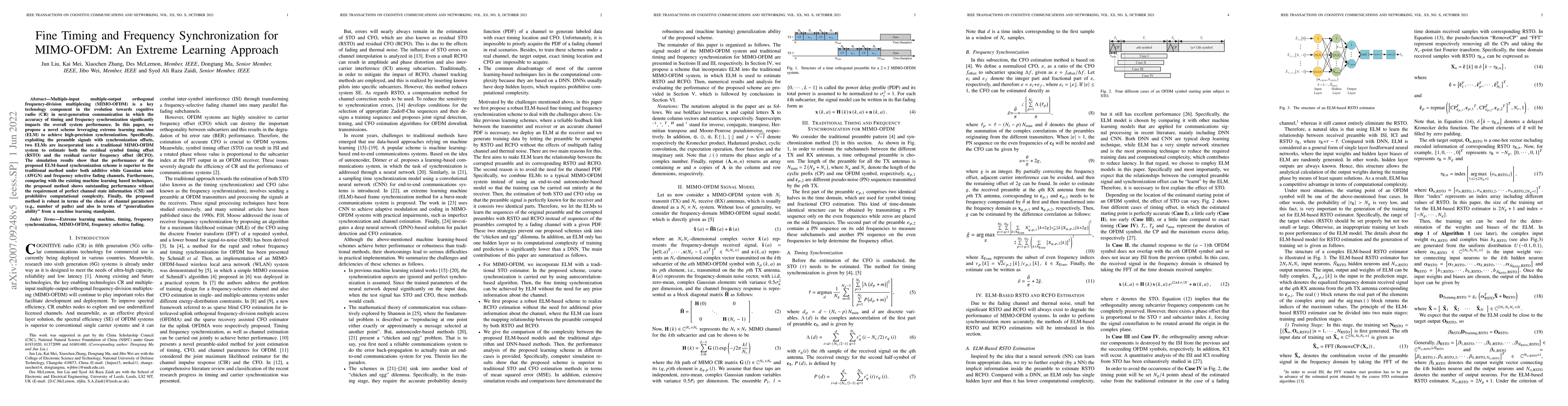 Thumbnail for Fine Timing and Frequency Synchronization for MIMO-OFDM: An Extreme
  Learning Approach
