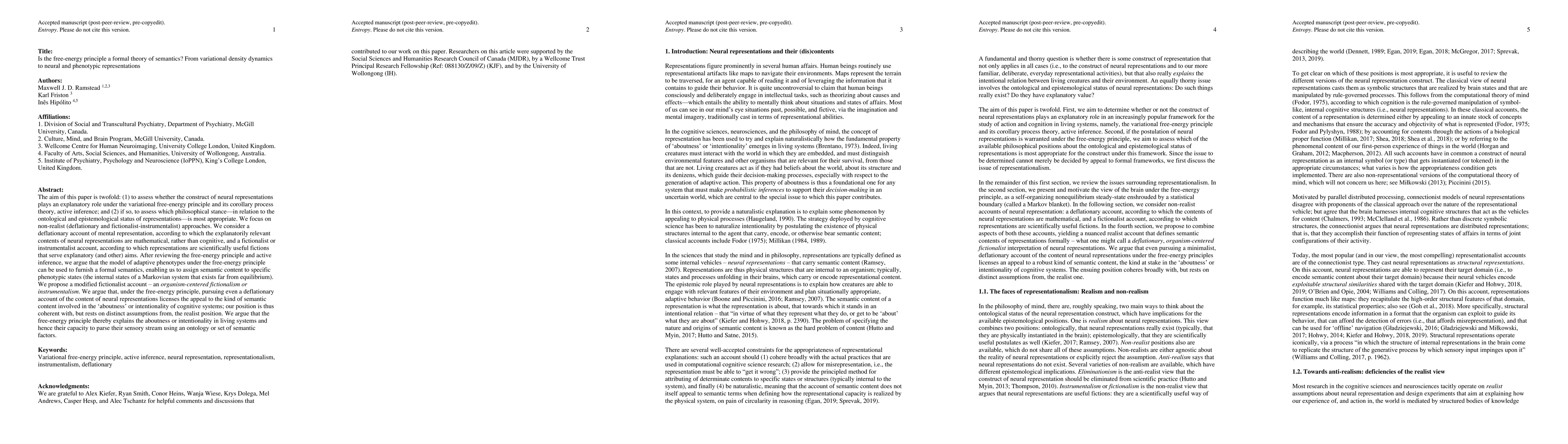 Thumbnail for Is the free-energy principle a formal theory of semantics? From
  variational density dynamics to neural and phenotypic representations