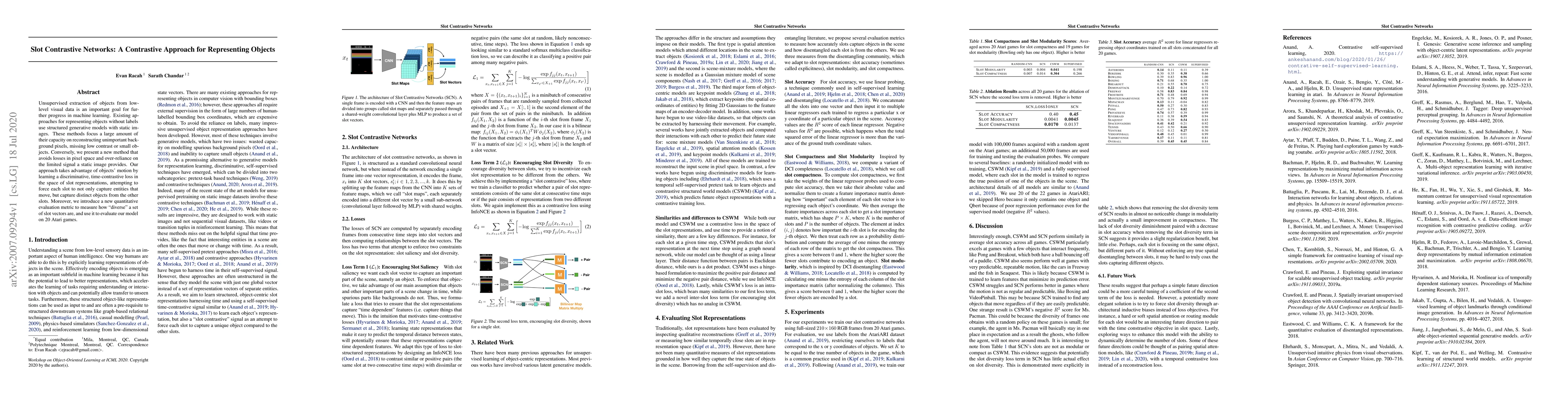 Thumbnail for Slot Contrastive Networks: A Contrastive Approach for Representing
  Objects