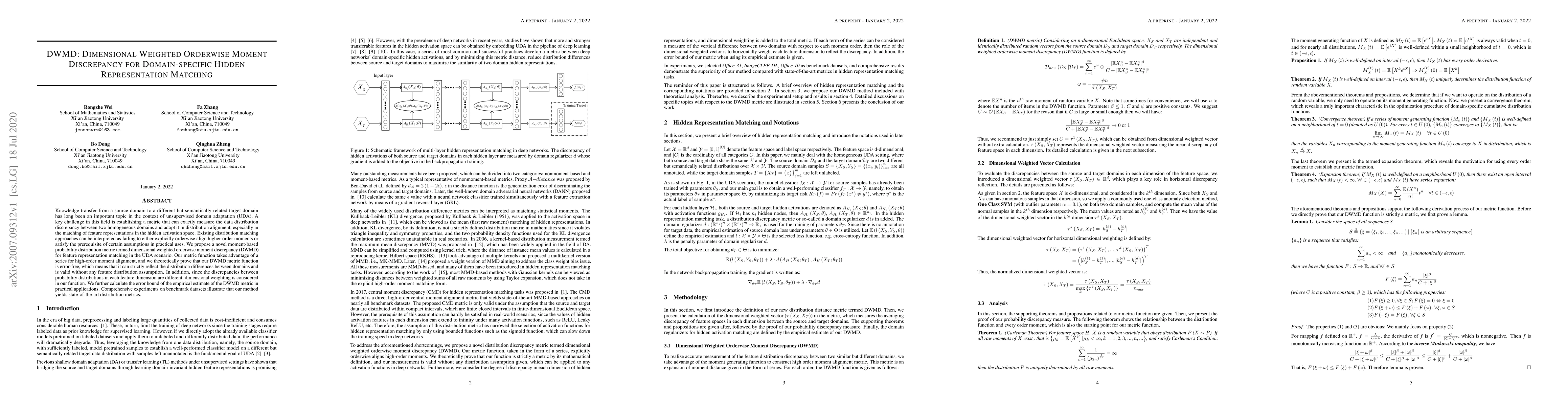 Thumbnail for DWMD: Dimensional Weighted Orderwise Moment Discrepancy for
  Domain-specific Hidden Representation Matching
