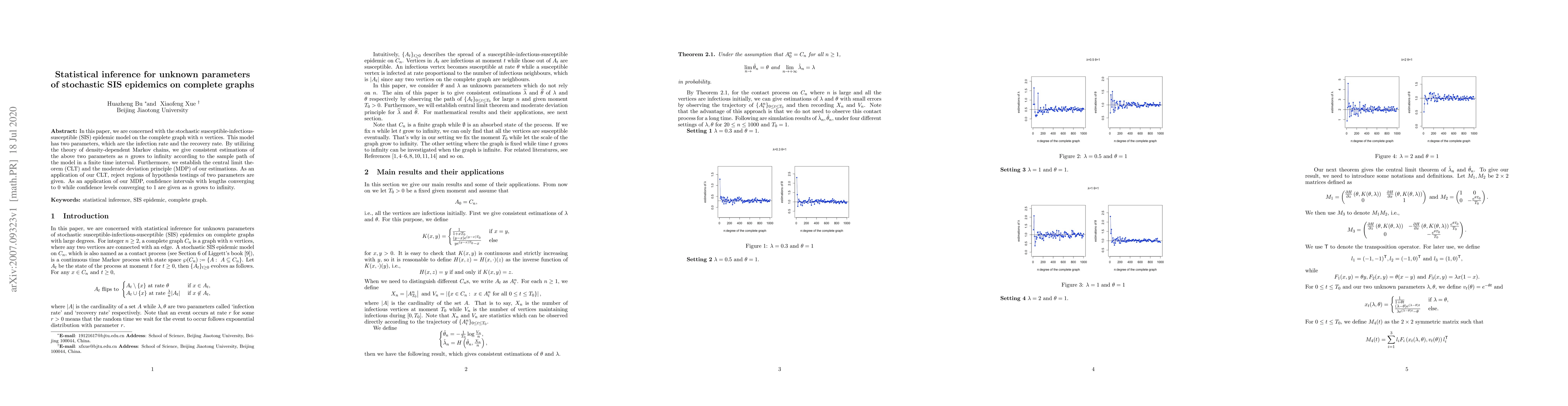 Thumbnail for Statistical inference for unknown parameters of stochastic SIS epidemics
  on complete graphs