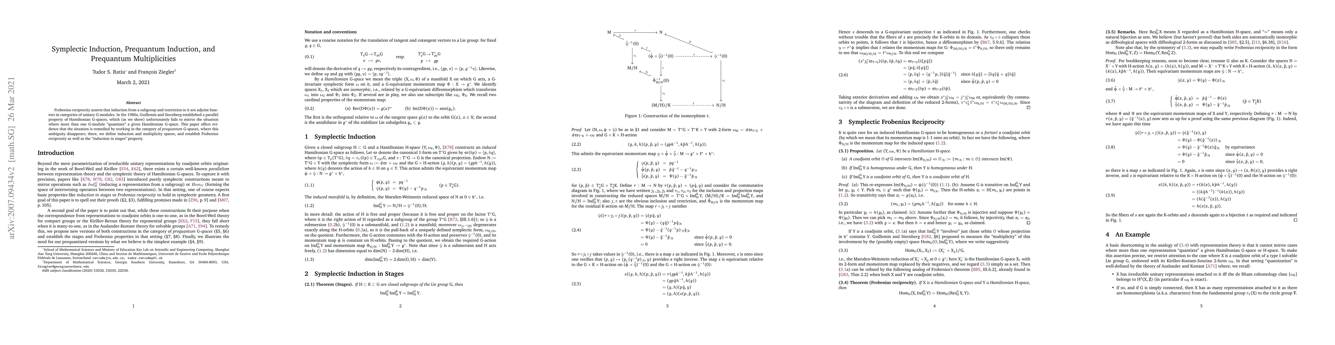 Thumbnail for Symplectic Induction, Prequantum Induction, and Prequantum
  Multiplicities