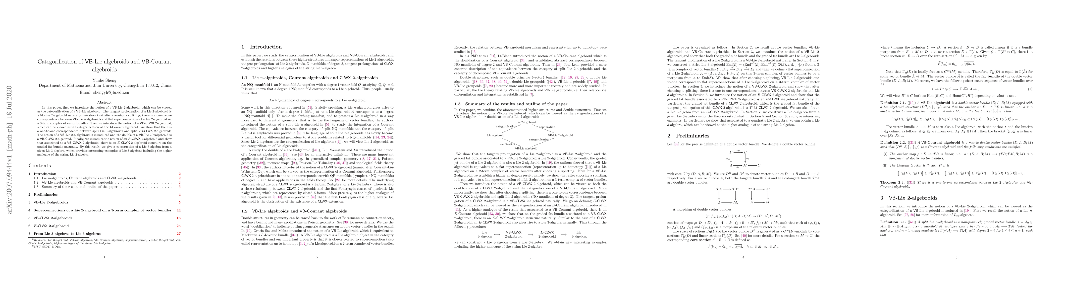 Thumbnail for Categorification of VB-Lie algebroids and VB-Courant algebroids