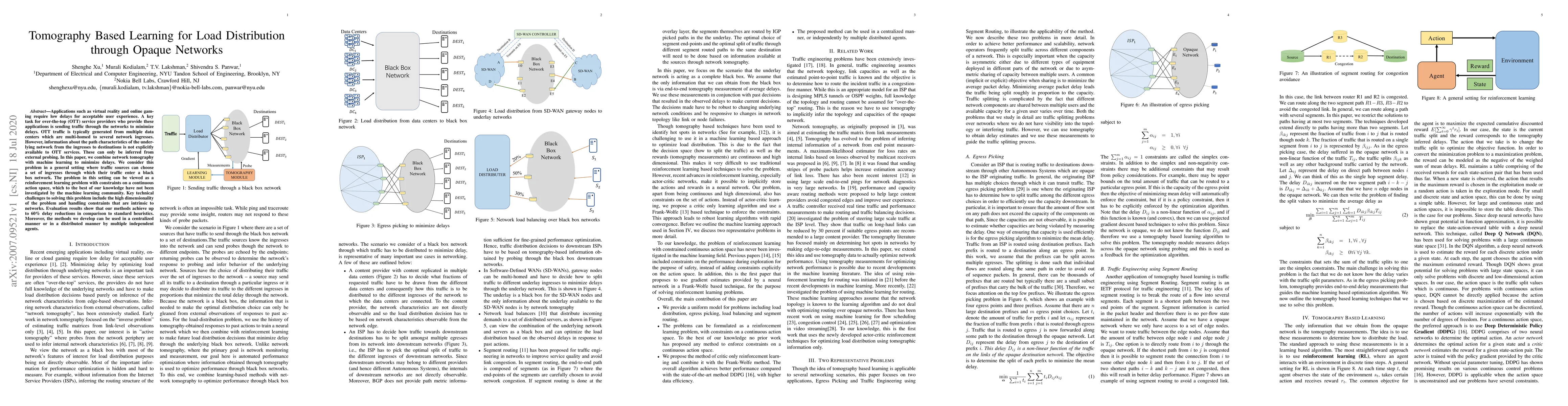 Thumbnail for Tomography Based Learning for Load Distribution through Opaque Networks