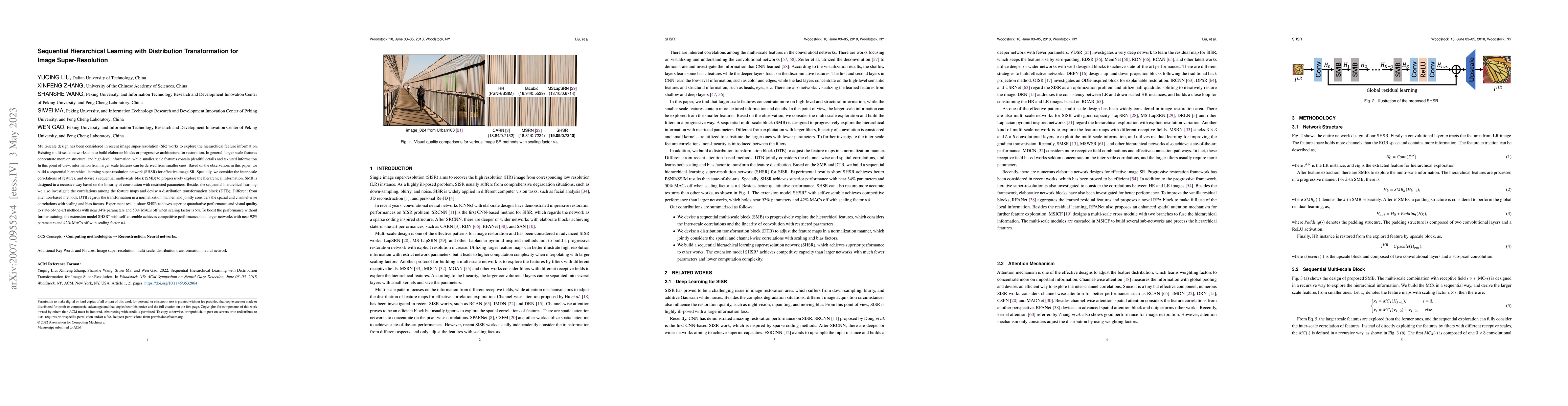 Thumbnail for Sequential Hierarchical Learning with Distribution Transformation for
  Image Super-Resolution