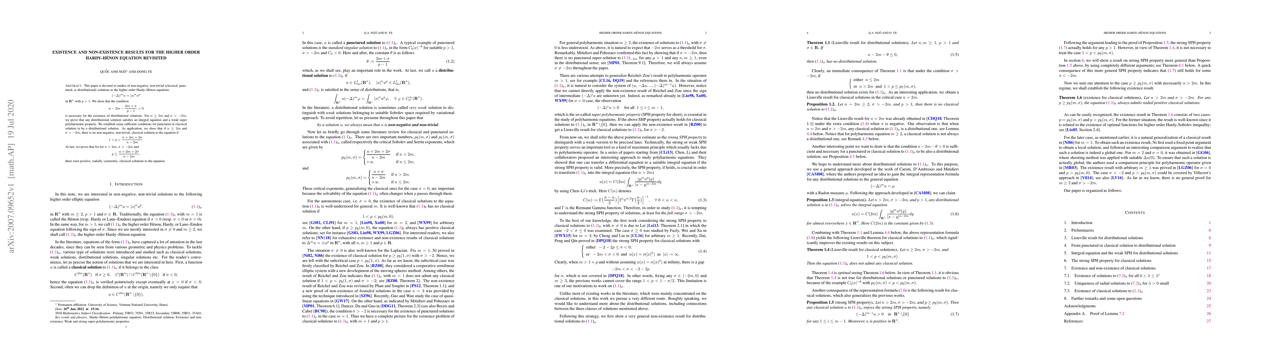 Thumbnail for Existence and non-existence results for the higher order Hardy-H\'enon
  equation revisited