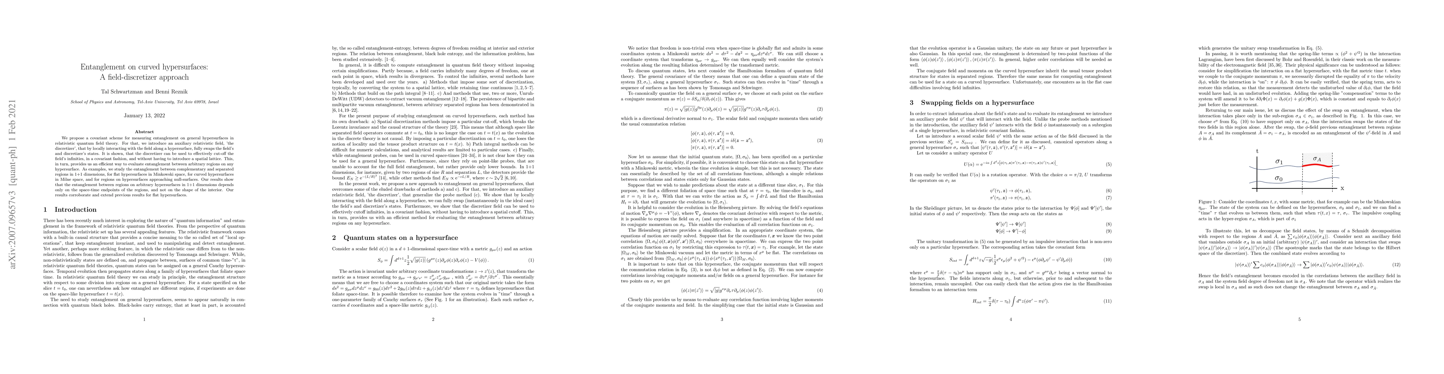 Thumbnail for Entanglement on curved hypersurfaces: A field-discretizer approach