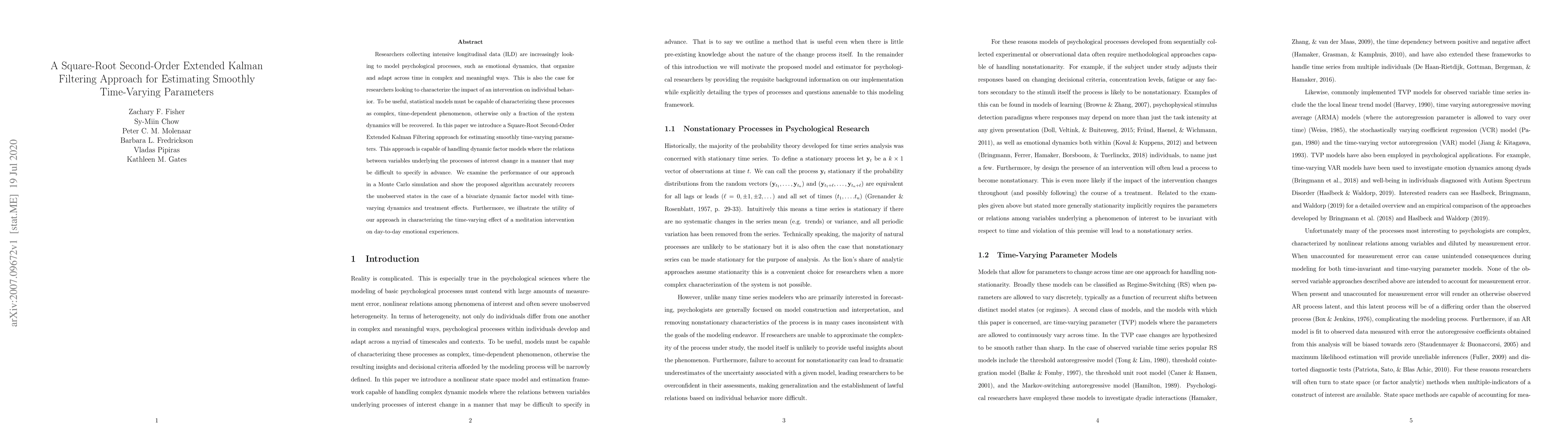 Thumbnail for A Square-Root Second-Order Extended Kalman Filtering Approach for
  Estimating Smoothly Time-Varying Parameters