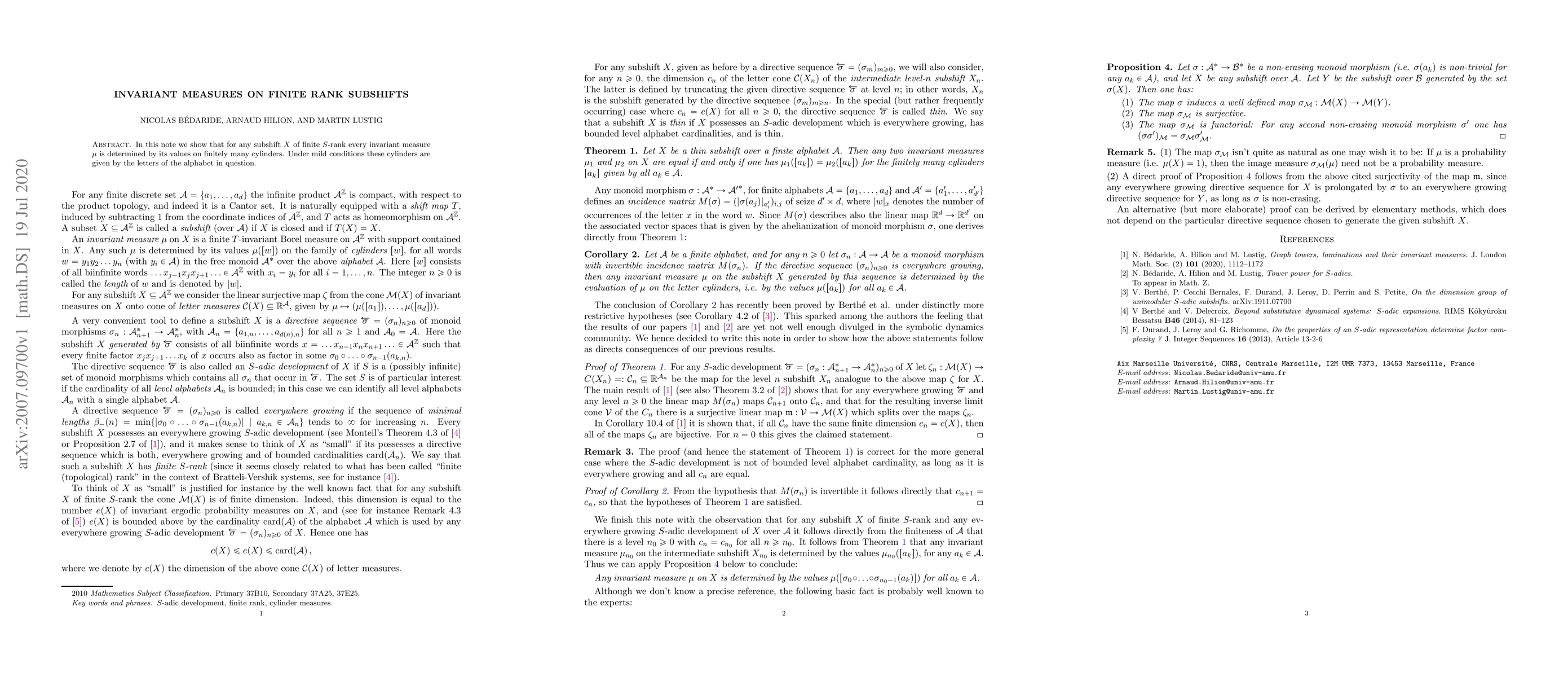 Thumbnail for Invariant measures on finite rank subshifts