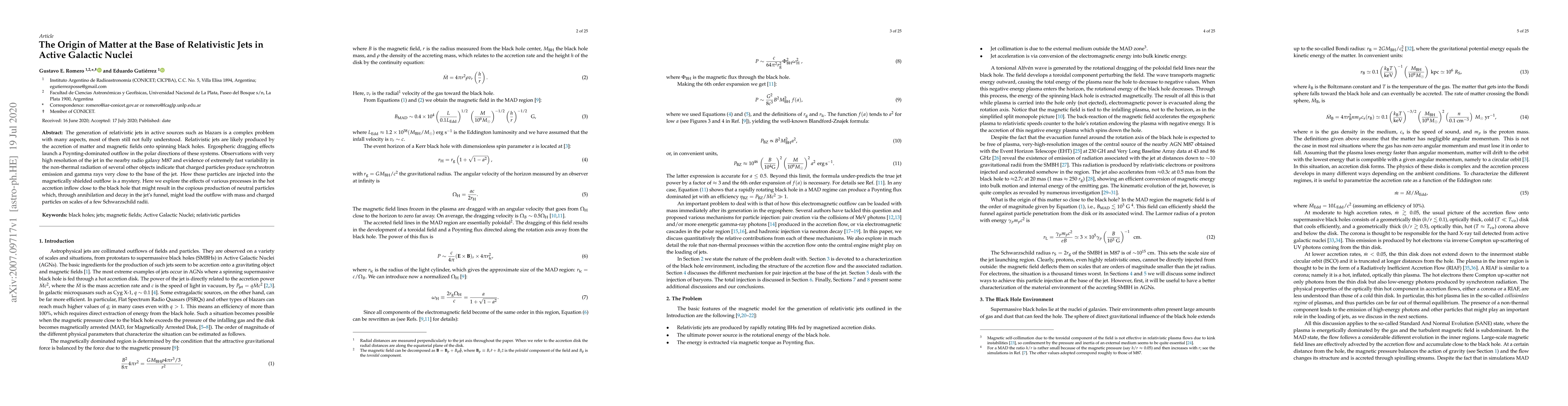 Thumbnail for The Origin of Matter at the Base of Relativistic Jets in Active Galactic
  Nuclei