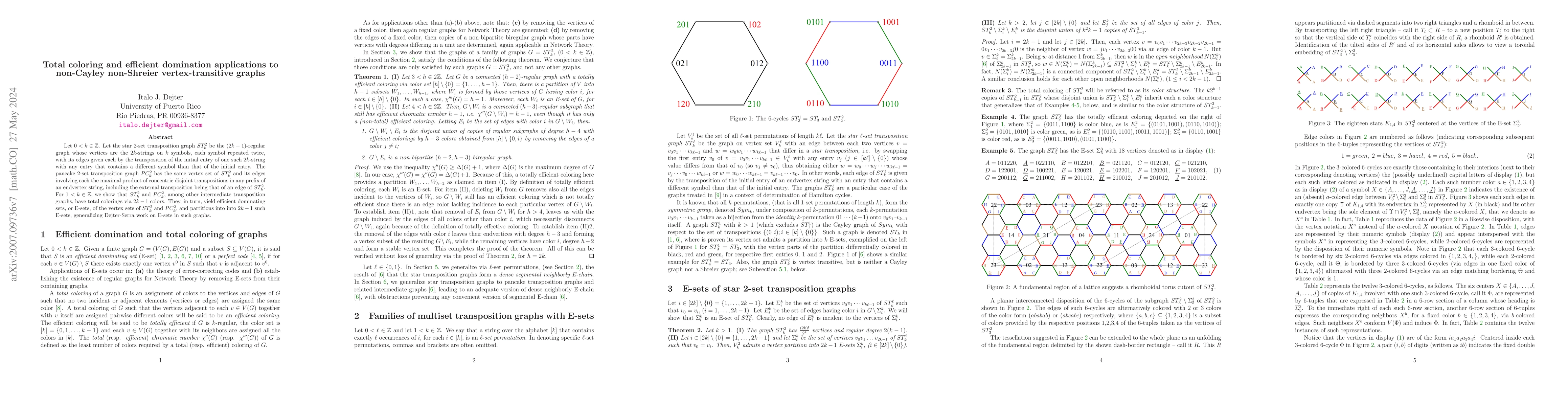 Thumbnail for Total coloring and efficient domination applications to non-Cayley
  non-Shreier vertex-transitive graphs
