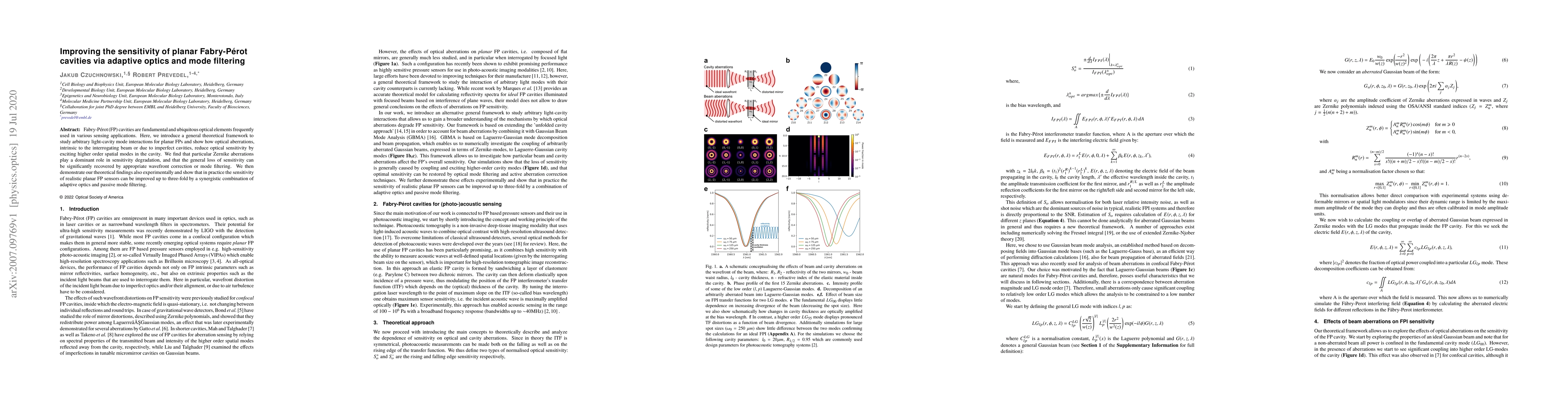 Thumbnail for Improving the sensitivity of planar Fabry-P\'erot cavities via adaptive
  optics and mode filtering