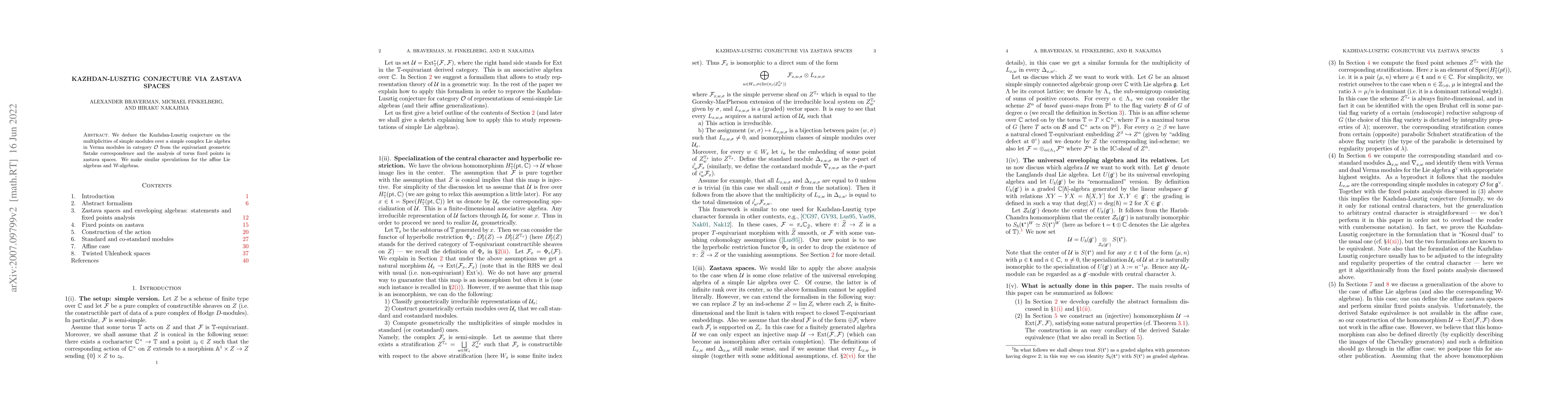 Thumbnail for Kazhdan-Lusztig conjecture via Zastava spaces