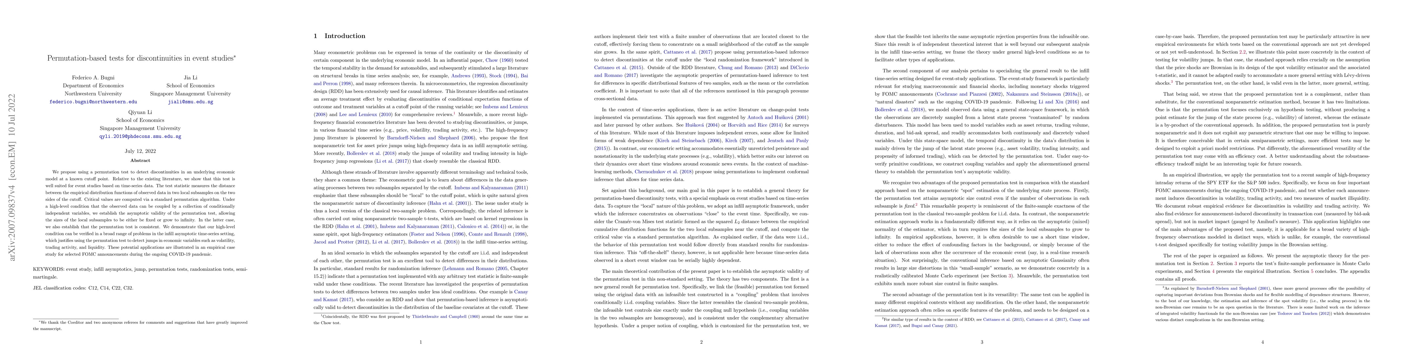 Thumbnail for Permutation-based tests for discontinuities in event studies