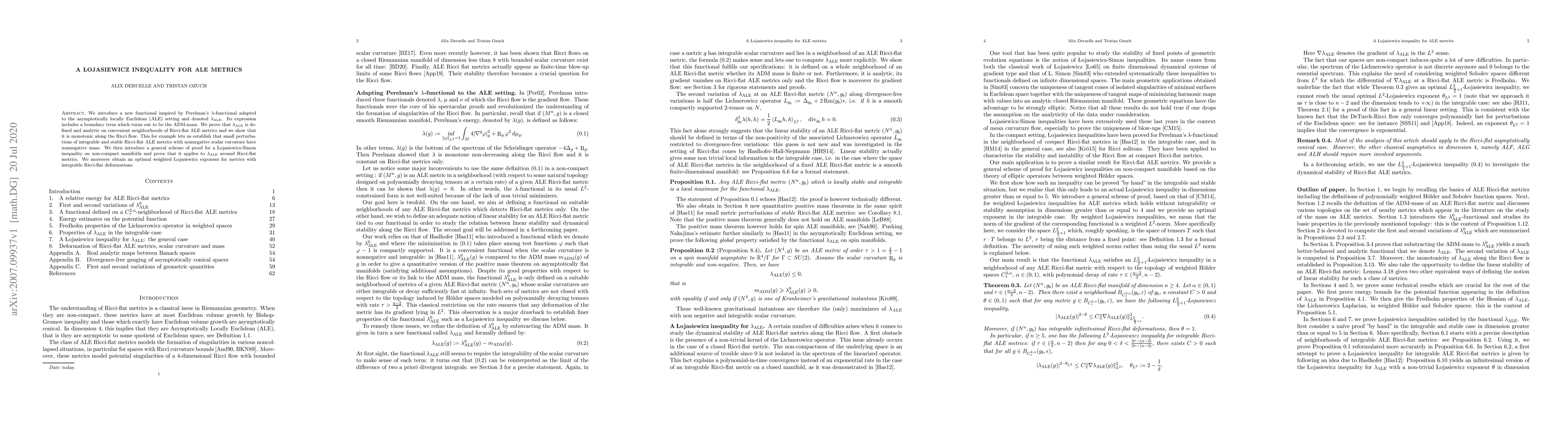 Thumbnail for A \L{}ojasiewicz inequality for ALE metrics