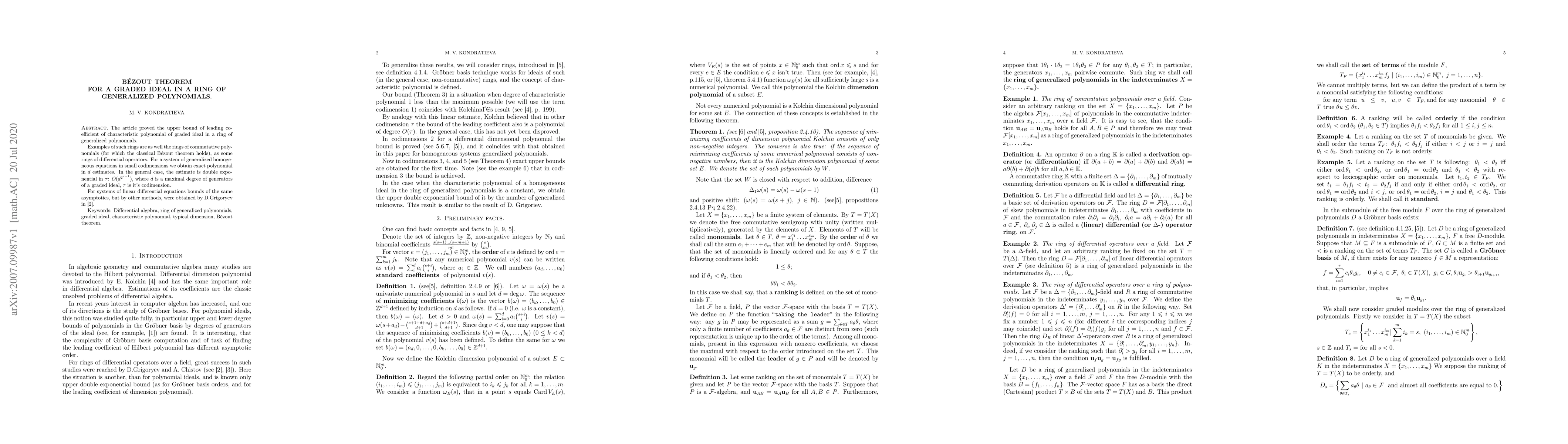 Thumbnail for B\'ezout theorem for a graded ideal in a ring of generalized polynomials