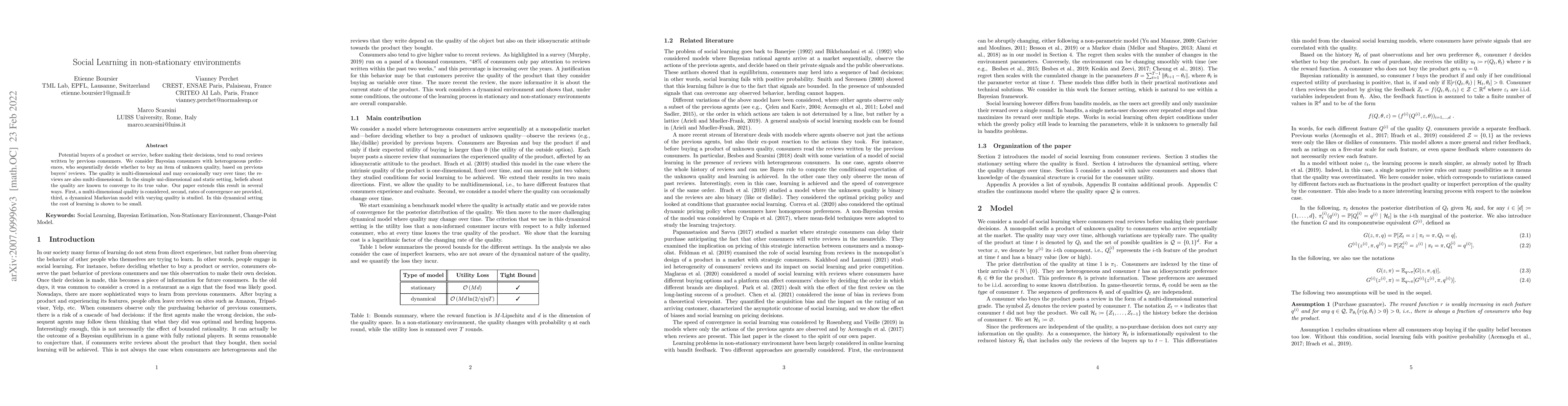 Thumbnail for Social Learning in Non-Stationary Environments