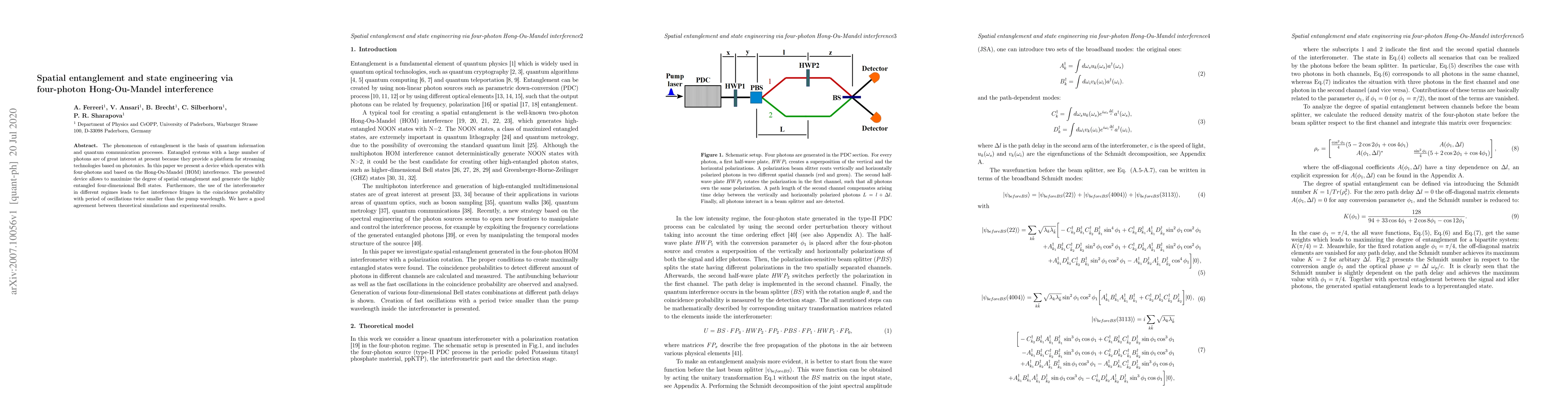Thumbnail for Spatial entanglement and state engineering via four-photon
  Hong-Ou-Mandel interference
